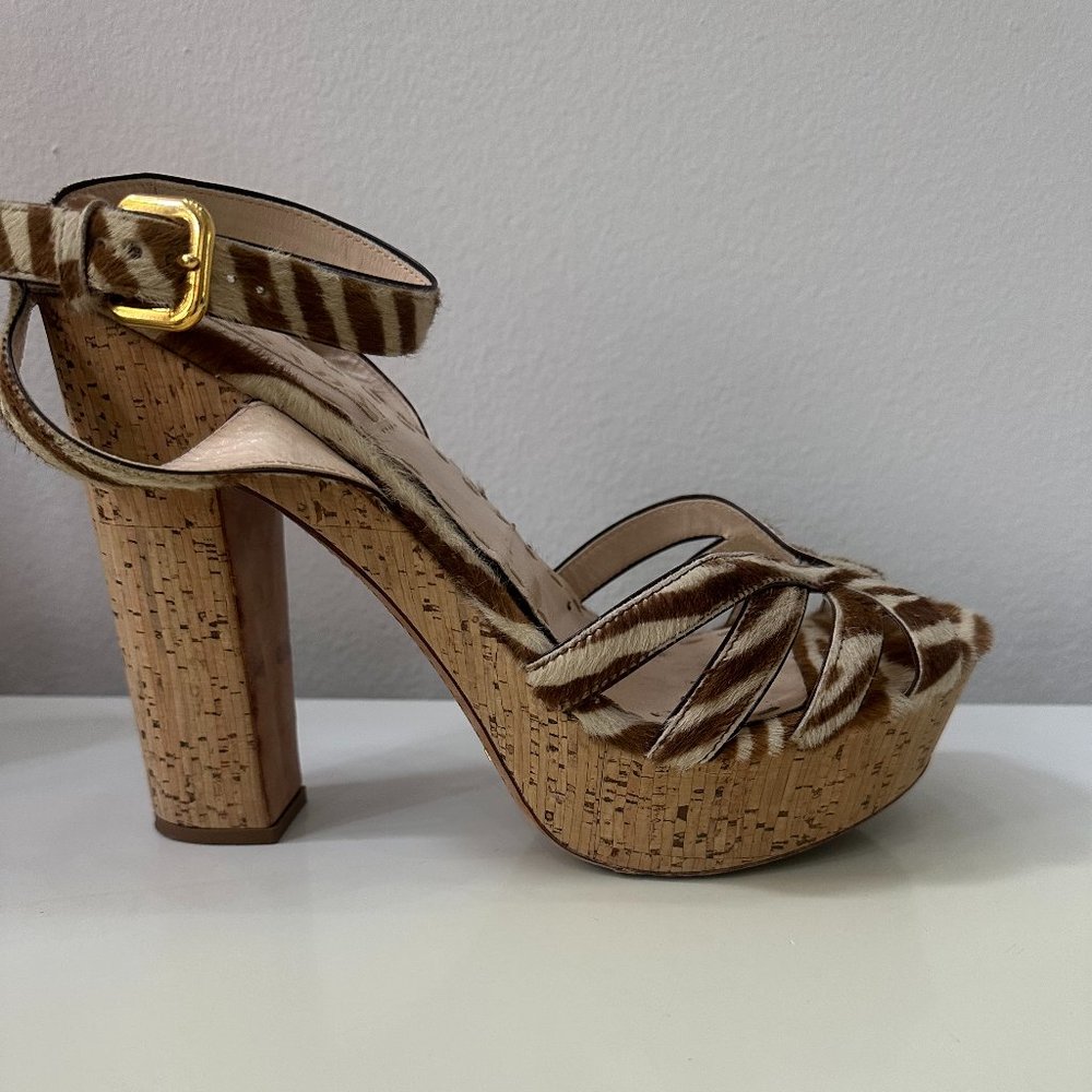 Prada Zebra Print Platform Sandals - size 42